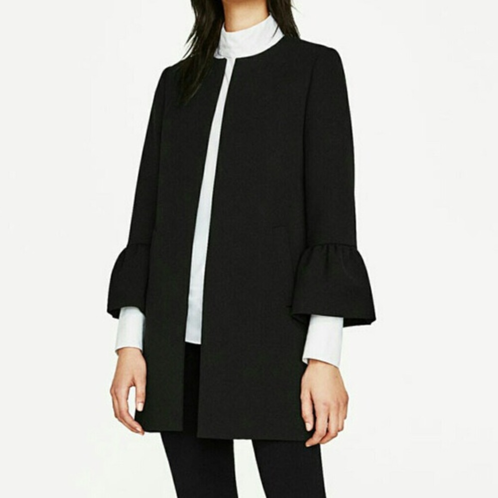 Zara Ruffle Sleeve Coat Size Small